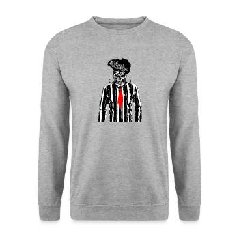 tete de mort hipster chemise cravate moustache cra - Sweat-shirt Unisexe - gris chiné - Devant - Alina (178cm) & Michal (187cm)
