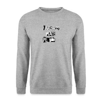 I F*CKING HATE PEOPLE - Unisex Pullover - Weißgrau meliert - Vorne - Alina (178cm) & Michal (187cm)