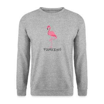 Flamant rose - Sweat-shirt Unisexe - gris chiné - Devant - Alina (178cm) & Michal (187cm)