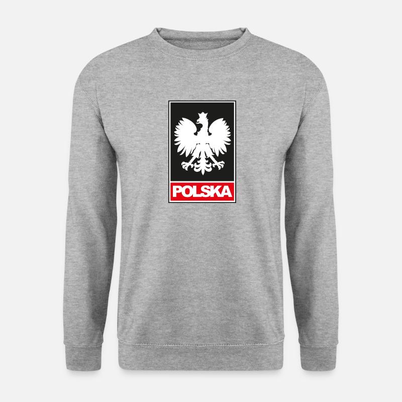 Polnischer Adler | Polska Geschenke - Unisex Pullover - Weißgrau meliert