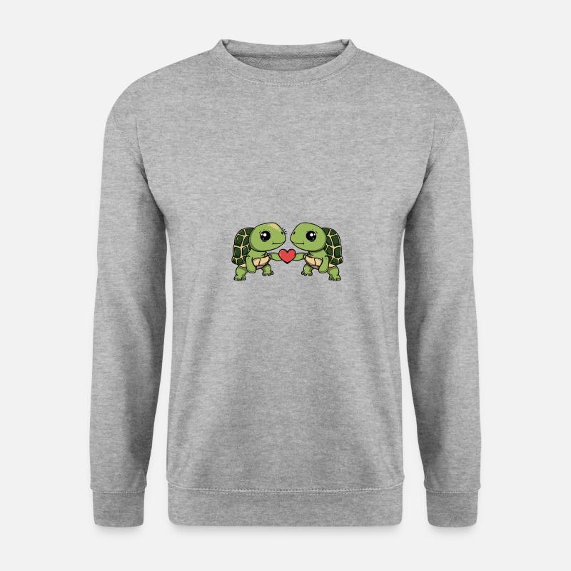 Schildkröte Paar Valentinstag - Unisex Pullover - Weißgrau meliert