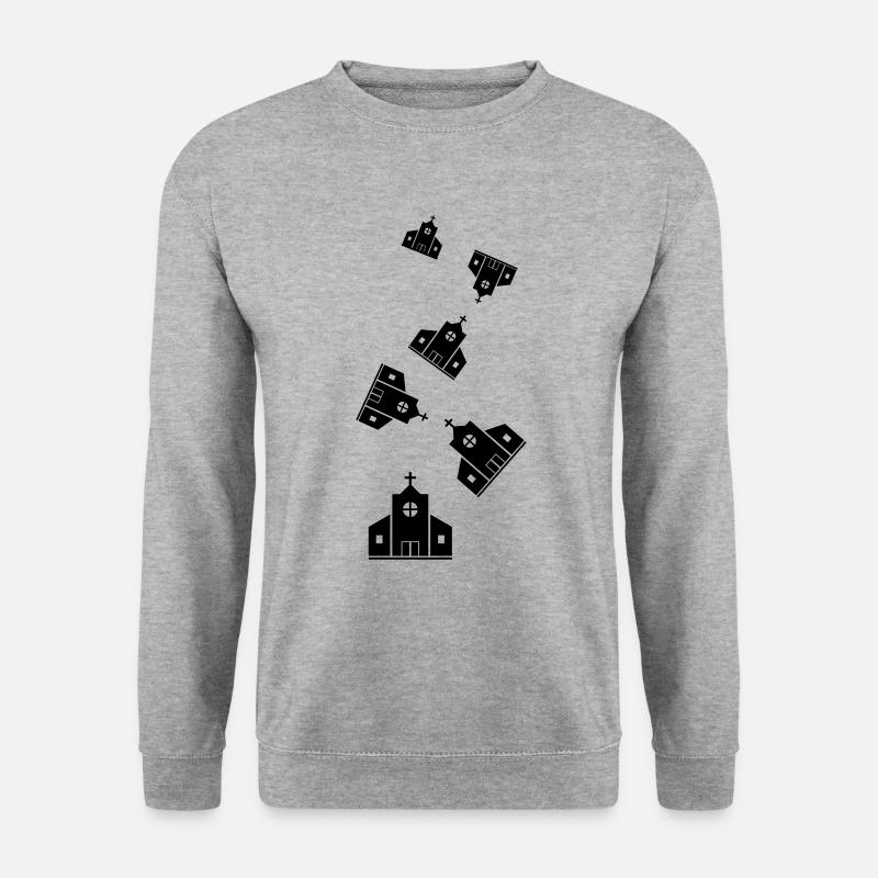 Kirche - Unisex Pullover - Weißgrau meliert