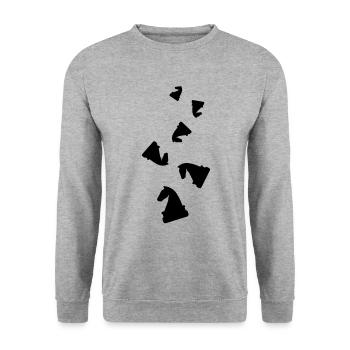 Pièce d’échecs pour chevaux - Sweat-shirt Unisexe - gris chiné - Devant - Alina (178cm) & Michal (187cm)