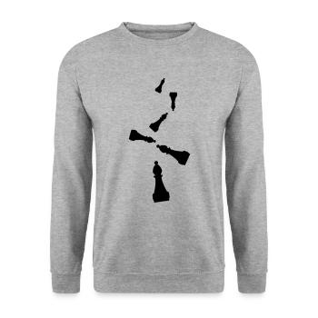 Schachfigur symbol - Unisex Pullover - Weißgrau meliert - Vorne - Alina (178cm) & Michal (187cm)