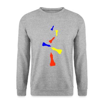 Schachfigur symbol - Unisex Pullover - Weißgrau meliert - Vorne - Alina (178cm) & Michal (187cm)