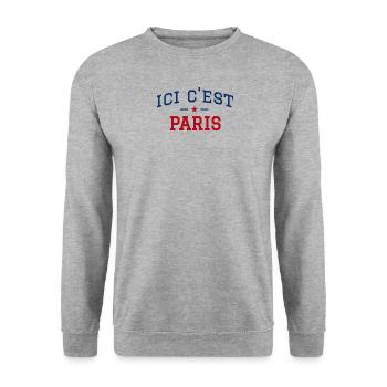 Ici c'est Paris - Sweat-shirt Unisexe - gris chiné - Devant - Alina (178cm) & Michal (187cm)