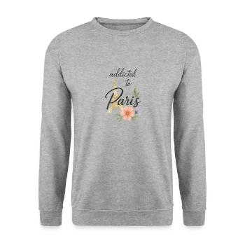 Addicted to Paris - Unisex Pullover - Weißgrau meliert - Vorne - Alina (178cm) & Michal (187cm)