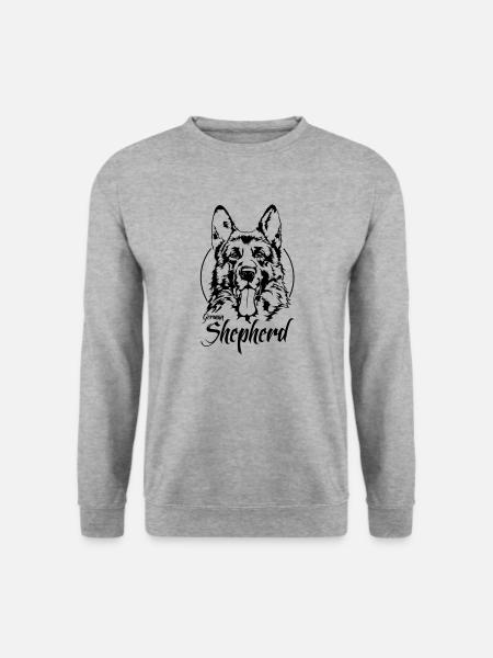 GERMAN SHEPHERD Hund Hunde Wilsigns Schäferhund - Unisex Pullover - Weißgrau meliert