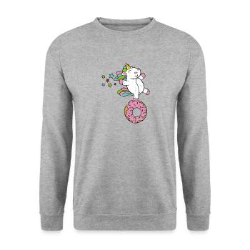 Licorne Licorne style rétro vintage grunge - Sweat-shirt Unisexe - gris chiné - Devant - Alina (178cm) & Michal (187cm)