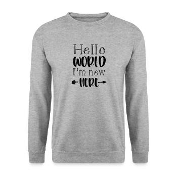 Hello world in here - Unisex Sweatshirt - salt & pepper - Front - Alina (178cm) & Michal (187cm)