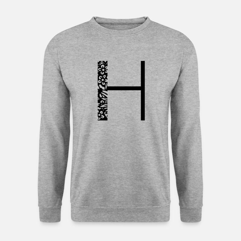 Buchstabe H - Unisex Pullover - Weißgrau meliert