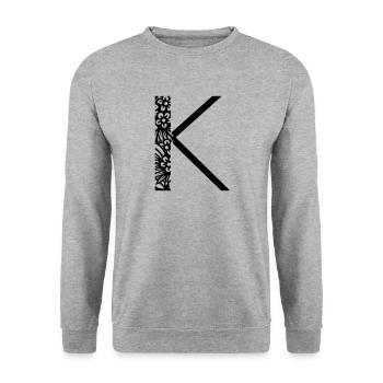 Buchstabe K - Unisex Pullover - Weißgrau meliert - Vorne - Alina (178cm) & Michal (187cm)