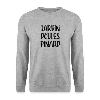 jardin poules pinard - Sweat-shirt Unisexe - gris chiné - Devant - Alina (178cm) & Michal (187cm)
