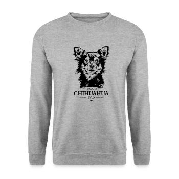 Chihuahua Dad Hunde Hund Wilsigns - Unisex Pullover - Weißgrau meliert - Vorne - Alina (178cm) & Michal (187cm)