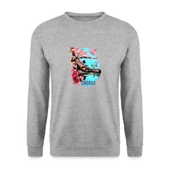 lac de garde,illustration,paysage, italie,aquarelle - Sweat-shirt Unisexe - gris chiné - Devant - Alina (178cm) & Michal (187cm)
