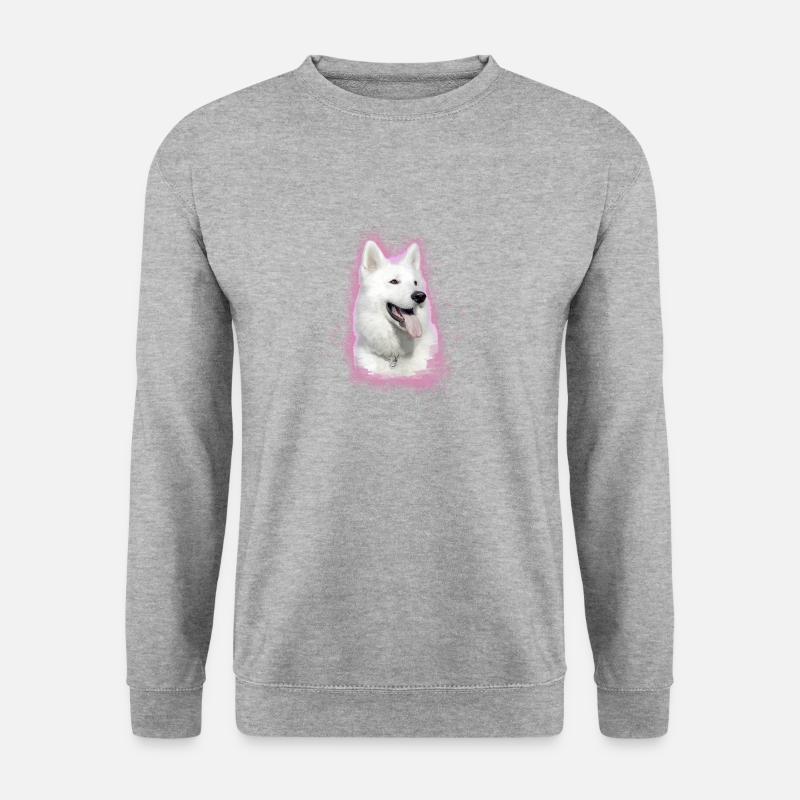 weisser schäferhund,schäferhund,hund,graffiti,rosa - Unisex Pullover - Weißgrau meliert