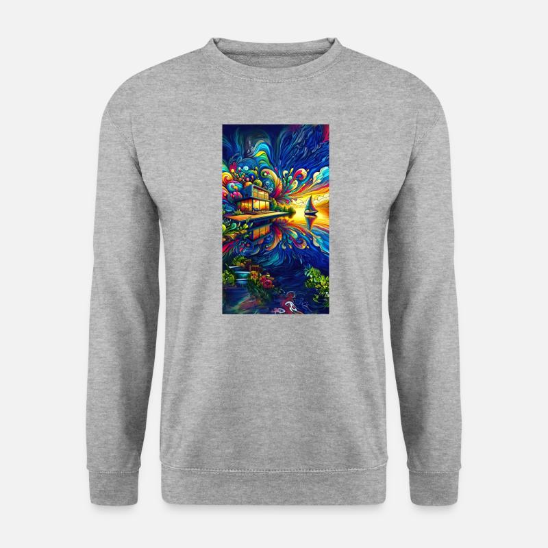 Psychedelic Villa - Unisex Pullover - Weißgrau meliert