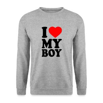 I love my boy - Unisex Sweatshirt - salt & pepper - Front - Alina (178cm) & Michal (187cm)