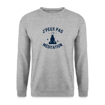J peux pas j ai Médiftation - Sweat-shirt Unisexe - gris chiné - Devant - Alina (178cm) & Michal (187cm)