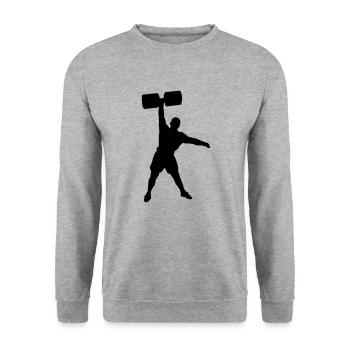 Strongman - Unisex Pullover - Weißgrau meliert - Vorne - Alina (178cm) & Michal (187cm)