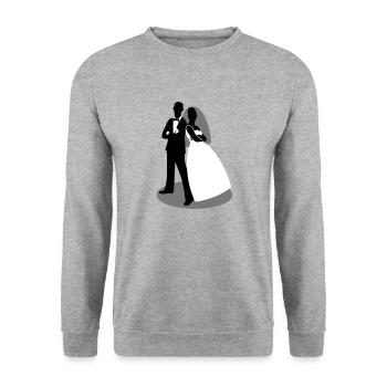cool mariée et le marié en tant que figures de la silhouette - Sweat-shirt Unisexe - gris chiné - Devant - Alina (178cm) & Michal (187cm)