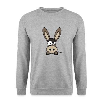 Âne drôle, mascotte - Sweat-shirt Unisexe - gris chiné - Devant - Alina (178cm) & Michal (187cm)