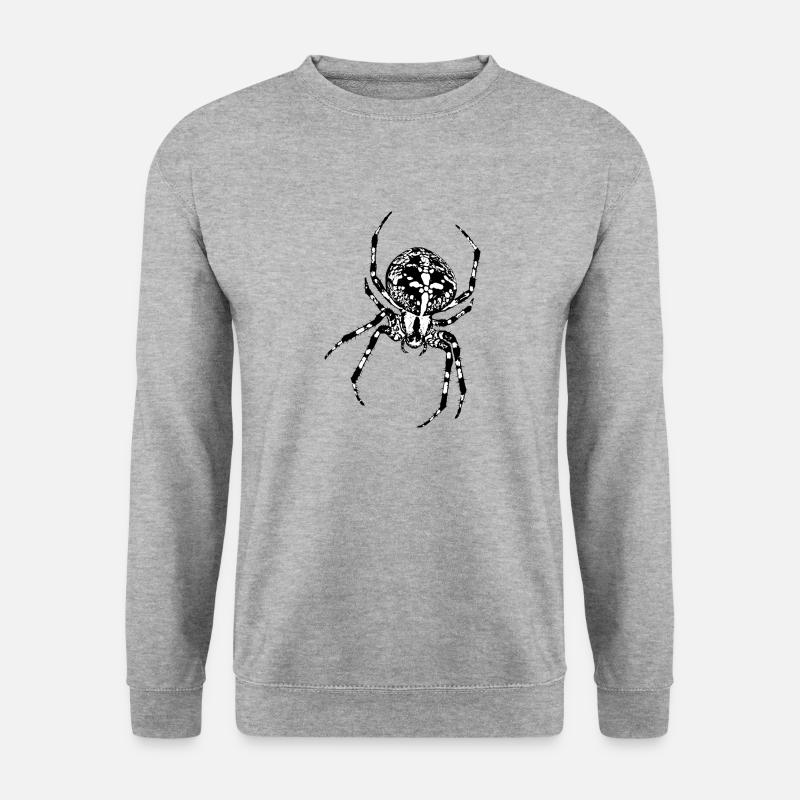 Kreuzspinne Spinne Spinnen gruselig Tier Halloween - Unisex Pullover - Weißgrau meliert
