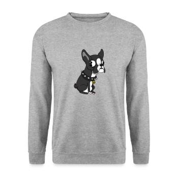 Hund - Unisex Pullover - Weißgrau meliert - Vorne - Alina (178cm) & Michal (187cm)