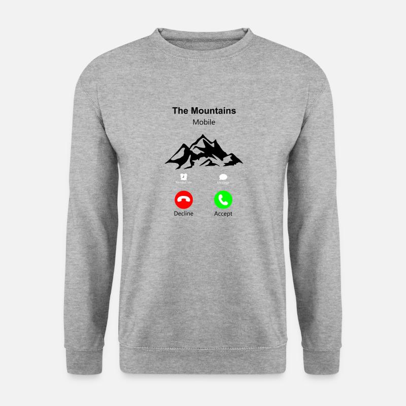 The Mountains Mobile 1- Die Berge rufen an - Unisex Pullover - Weißgrau meliert