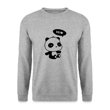 Panda Hi - Unisex Sweatshirt - salt & pepper - Front - Alina (178cm) & Michal (187cm)