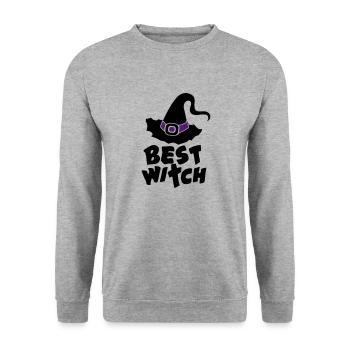 Best Witch, Hexe, Halloween, Zauberei, Magie, Fun - Unisex Pullover - Weißgrau meliert - Vorne - Alina (178cm) & Michal (187cm)