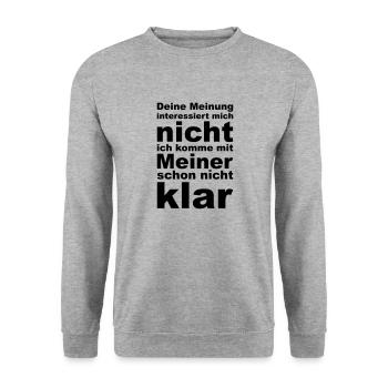 Meinung - Unisex Pullover - Weißgrau meliert - Vorne - Alina (178cm) & Michal (187cm)