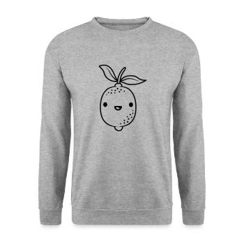 Dessin animé kawaii citron - Sweat-shirt Unisexe - gris chiné - Devant - Alina (178cm) & Michal (187cm)