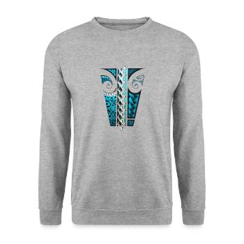 Tattoo art pixels - Unisex Pullover - Weißgrau meliert - Vorne - Alina (178cm) & Michal (187cm)