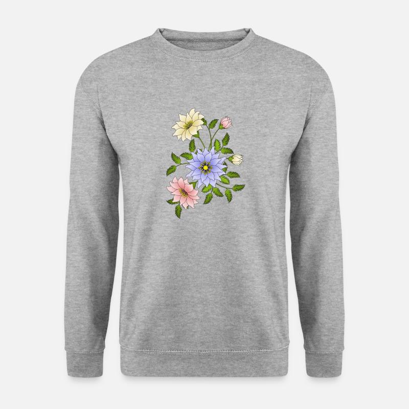 Blumen - Unisex Pullover - Weißgrau meliert