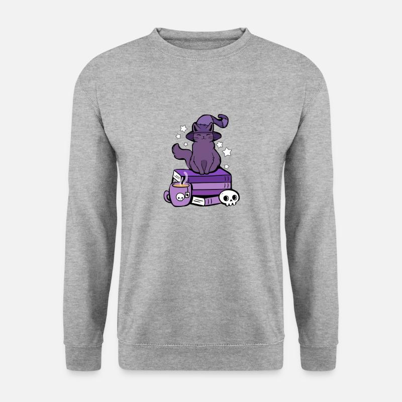 WITCH CAT - Unisex Pullover - Weißgrau meliert