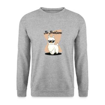 Llama lama alpaca no problama probllama - Unisex Pullover - Weißgrau meliert - Vorne - Alina (178cm) & Michal (187cm)