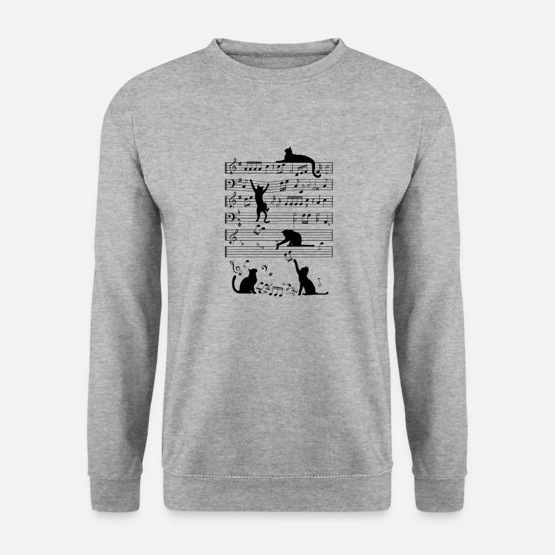 Musikalische Katzen - Unisex Pullover - Weißgrau meliert