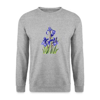 Blumen - Unisex Pullover - Weißgrau meliert - Vorne - Alina (178cm) & Michal (187cm)