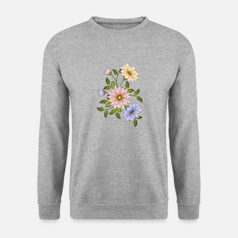 Blumen - Unisex Pullover - Weißgrau meliert