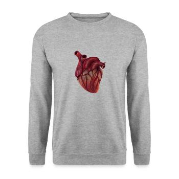 Realistic Heart - Unisex Pullover - Weißgrau meliert - Vorne - Alina (178cm) & Michal (187cm)