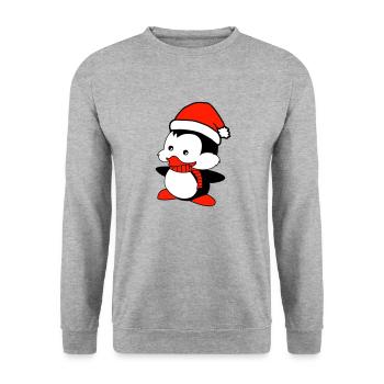 penguin loves Christmas - Unisex Sweatshirt - salt & pepper - Front - Alina (178cm) & Michal (187cm)