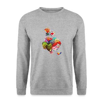 Love - Unisex Sweatshirt - salt & pepper - Front - Alina (178cm) & Michal (187cm)