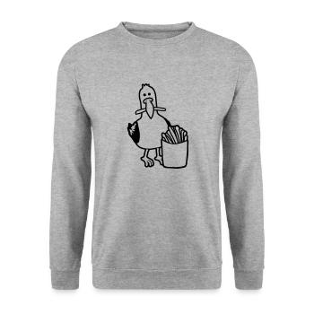 Frites volées mouette heureuse - Sweat-shirt Unisexe - gris chiné - Devant - Alina (178cm) & Michal (187cm)