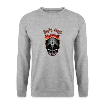 Metall - Unisex Pullover - Weißgrau meliert - Vorne - Alina (178cm) & Michal (187cm)