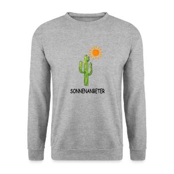 sommer sonnenanbeter - Unisex Pullover - Weißgrau meliert - Vorne - Alina (178cm) & Michal (187cm)