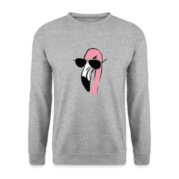 Flamingo mit Sonnenbrille Urlaub Geschenkidee - Unisex Pullover - Weißgrau meliert - Vorne - Alina (178cm) & Michal (187cm)