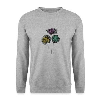 Abstract Fine Line Flowers Colorful - Unisex Sweatshirt - salt & pepper - Front - Alina (178cm) & Michal (187cm)