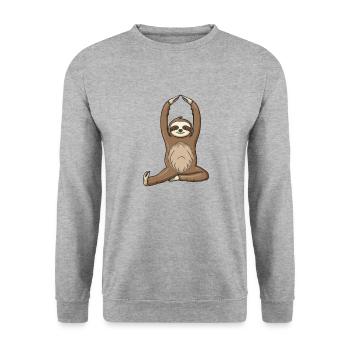 Sloth Yoga Funny Gift Idea - Unisex Sweatshirt - salt & pepper - Front - Alina (178cm) & Michal (187cm)