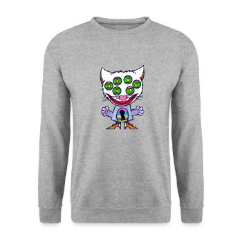 Schloss Katzen Augen - Unisex Pullover - Weißgrau meliert - Vorne - Alina (178cm) & Michal (187cm)